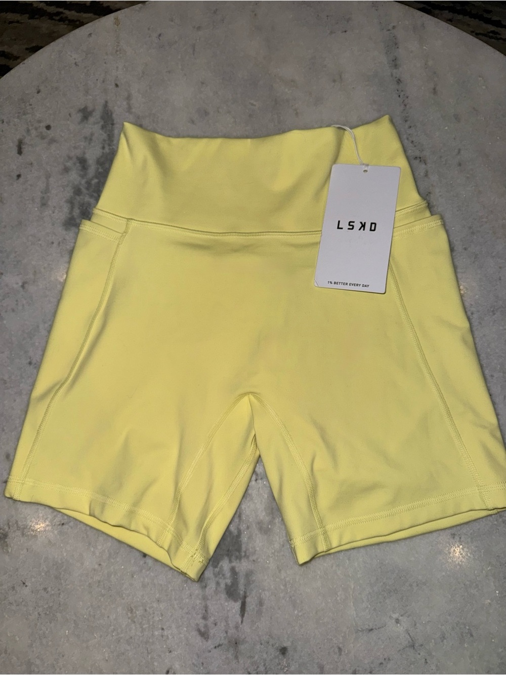 LSKD Women's High-Rise Yellow 6 inch Bike Shorts